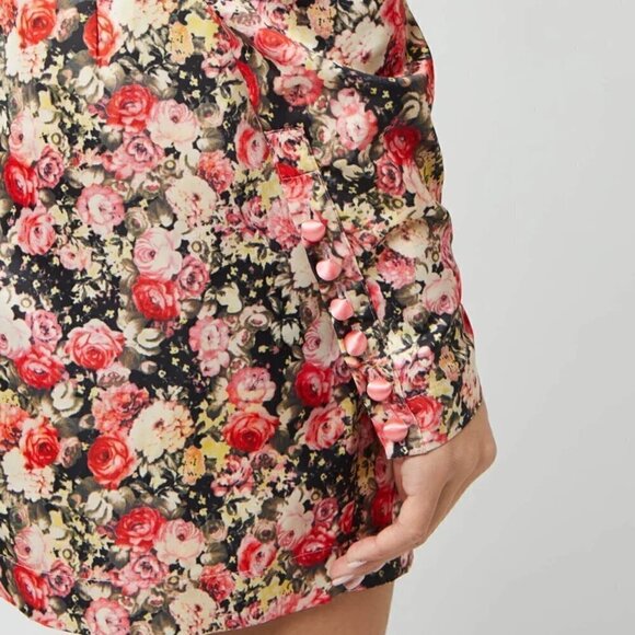 New Rotate Birger Christensen Kim Floral Whitecap Gray Mini Dress NWT Size 4 US - Picture 5 of 17